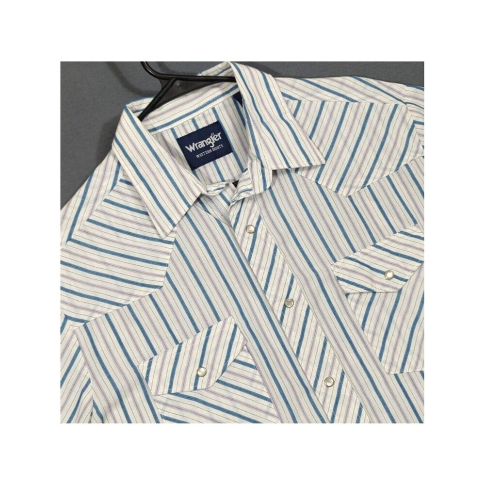 Wrangler VTG Pearl Snap Shirt Men's L Multicolor Striped Western Long Sleeve